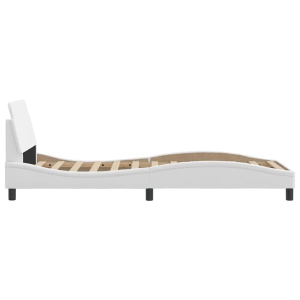 sengeramme med sengegavl 90x190 cm kunstlæder hvid
