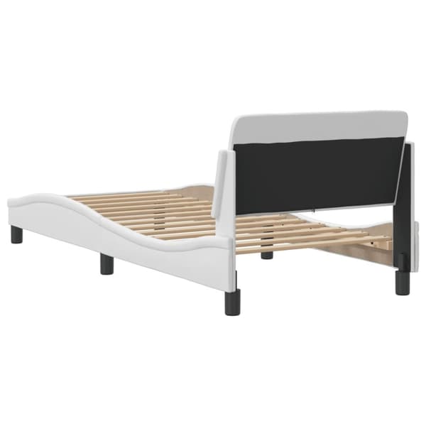 sengeramme med sengegavl 90x190 cm kunstlæder hvid
