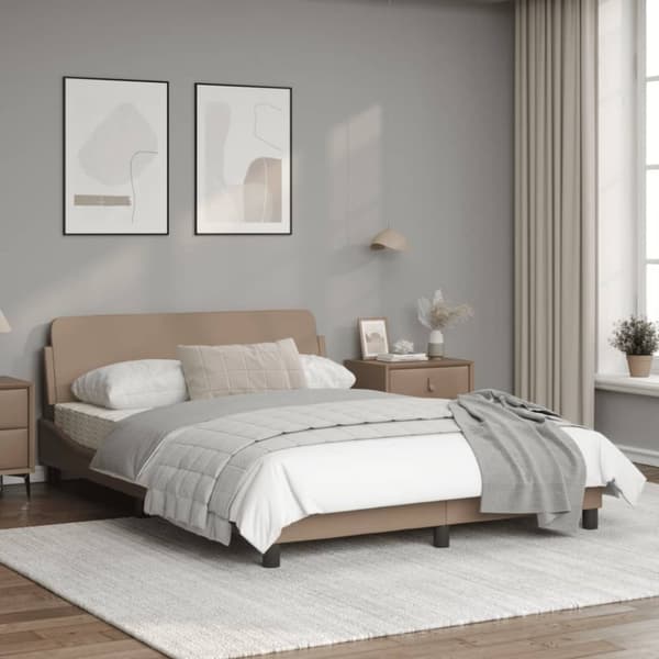 sengeramme med sengegavl 120x200 cm kunstlæder cappuccinofarvet