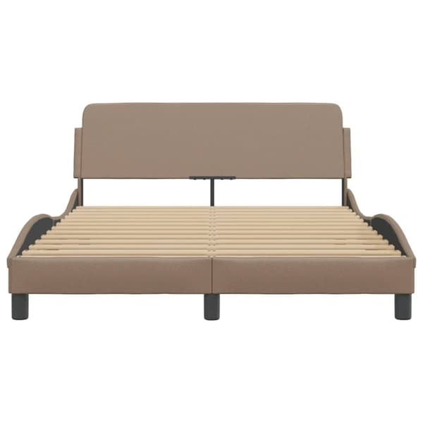 sengeramme med sengegavl 120x200 cm kunstlæder cappuccinofarvet