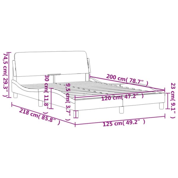 sengeramme med sengegavl 120x200 cm kunstlæder cappuccinofarvet