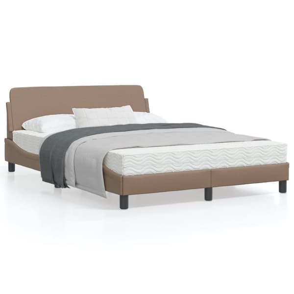 sengeramme med sengegavl 120x200 cm kunstlæder cappuccinofarvet