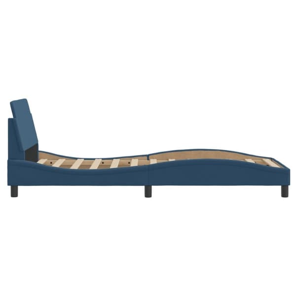sengeramme med sengegavl 80x200 cm stof blå