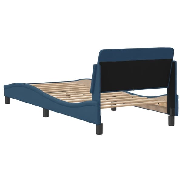 sengeramme med sengegavl 80x200 cm stof blå
