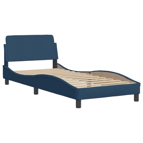 sengeramme med sengegavl 80x200 cm stof blå