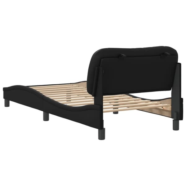 sengeramme med sengegavl 90x200 cm kunstlæder sort