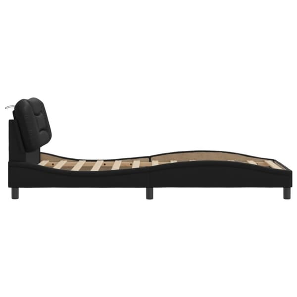 sengeramme med sengegavl 90x200 cm kunstlæder sort