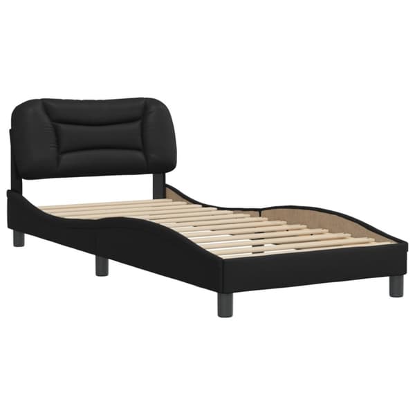 sengeramme med sengegavl 90x200 cm kunstlæder sort