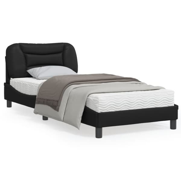 sengeramme med sengegavl 90x200 cm kunstlæder sort