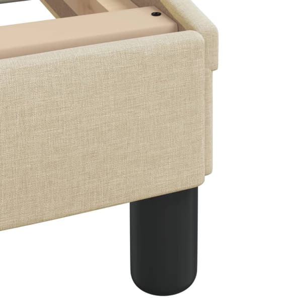 sengeramme med sengegavl 90x200 cm stof cremefarvet