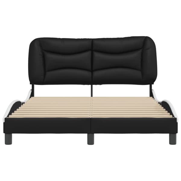 sengeramme med sengegavl 140x200 cm kunstlæder sort og hvid