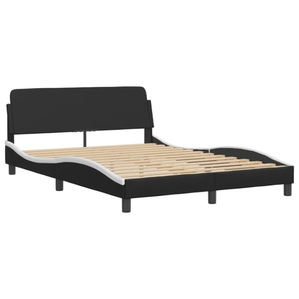 sengeramme med sengegavl 140x200 cm kunstlæder sort og hvid