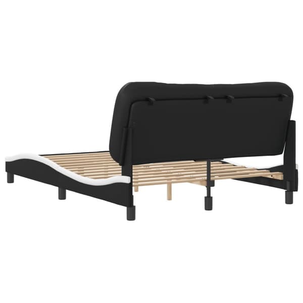 sengeramme med sengegavl 140x200 cm kunstlæder sort og hvid