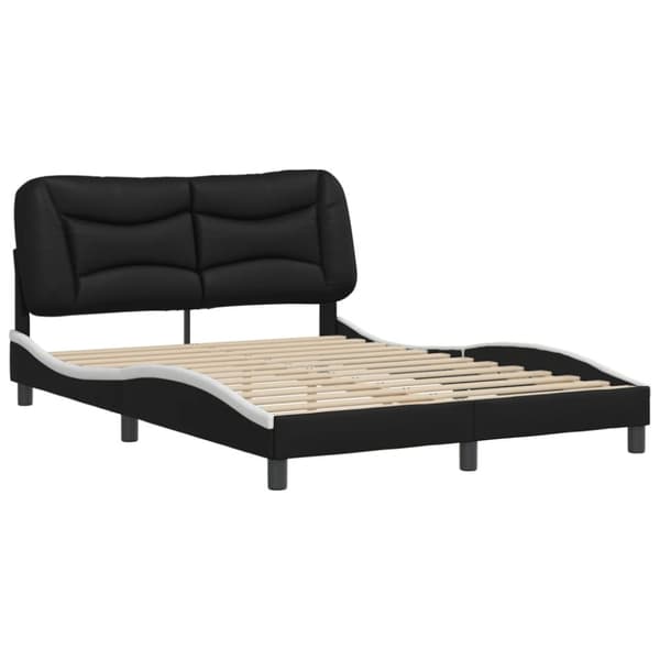 sengeramme med sengegavl 140x200 cm kunstlæder sort og hvid