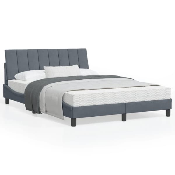 sengeramme med sengegavl 140x190 cm fløjl mørkegrå