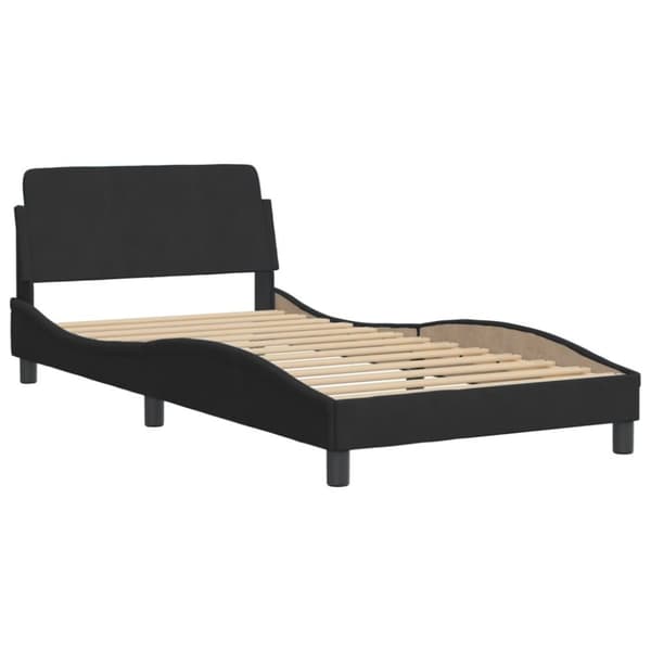 sengeramme med sengegavl 100x200 cm fløjl sort