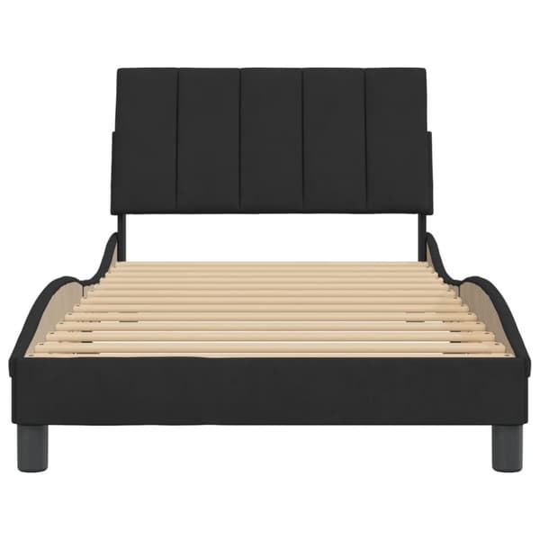 sengeramme med sengegavl 100x200 cm fløjl sort