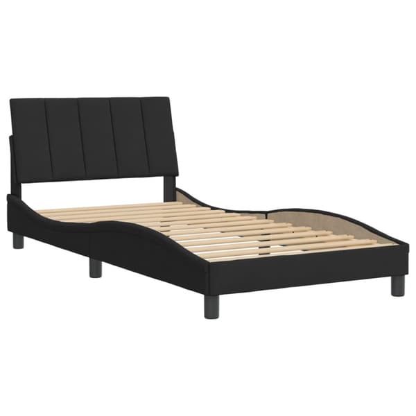 sengeramme med sengegavl 100x200 cm fløjl sort