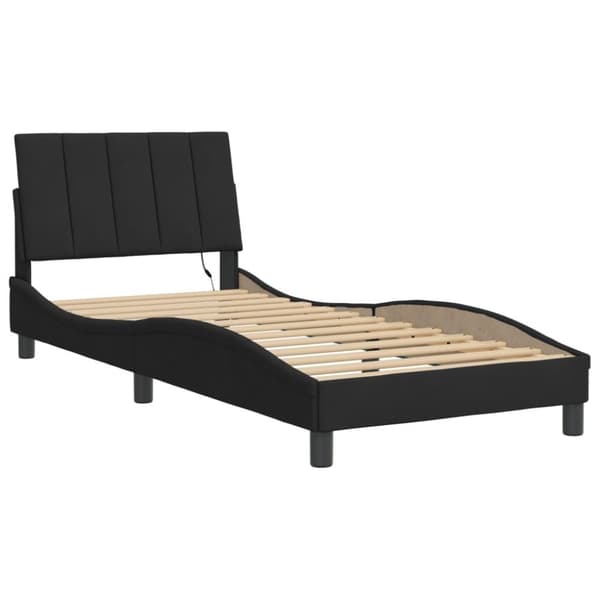 sengeramme med LED-lys 80x200 cm velour sort