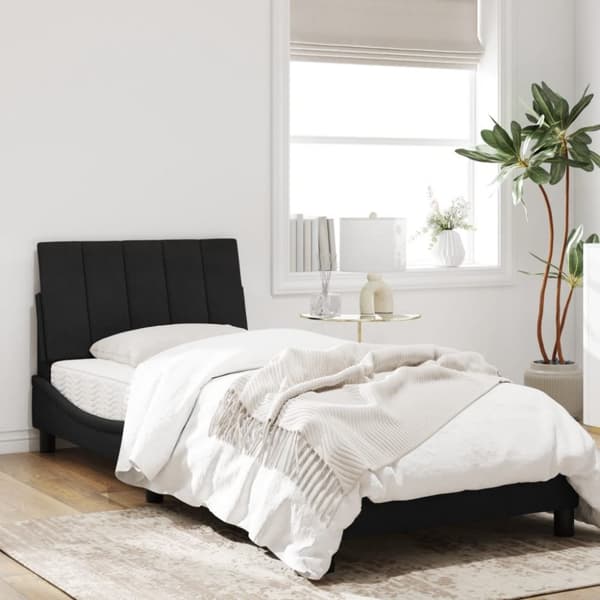 sengeramme med LED-lys 80x200 cm velour sort
