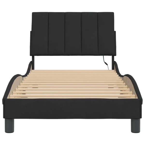 sengeramme med LED-lys 80x200 cm velour sort