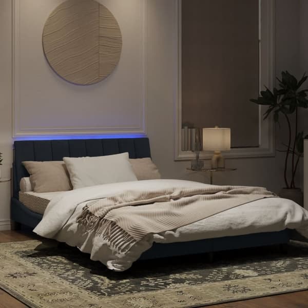 sengeramme med LED-lys 120x200 cm velour mørkegrå