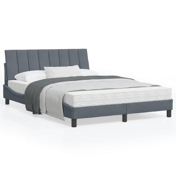 sengeramme med LED-lys 120x200 cm velour mørkegrå