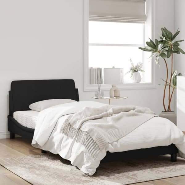 sengeramme med sengegavl 100x200 cm fløjl sort