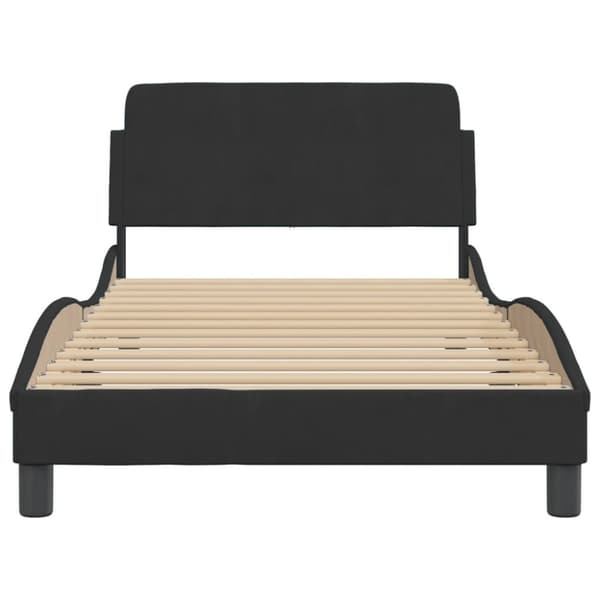sengeramme med sengegavl 100x200 cm fløjl sort