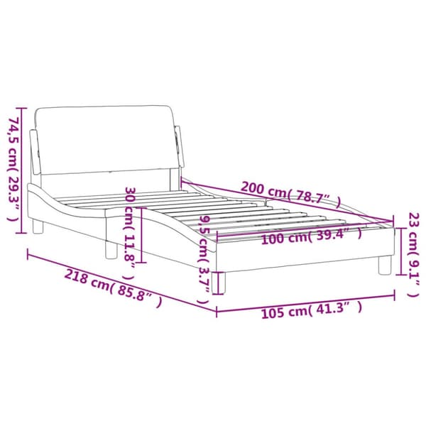 sengeramme med sengegavl 100x200 cm fløjl sort