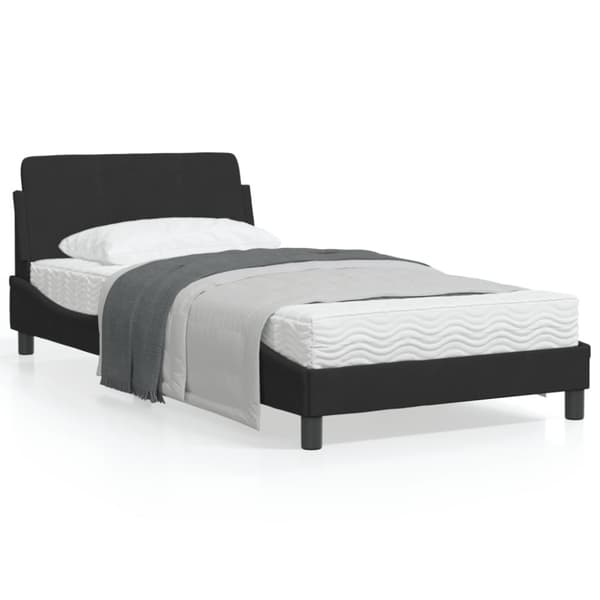 sengeramme med sengegavl 100x200 cm fløjl sort