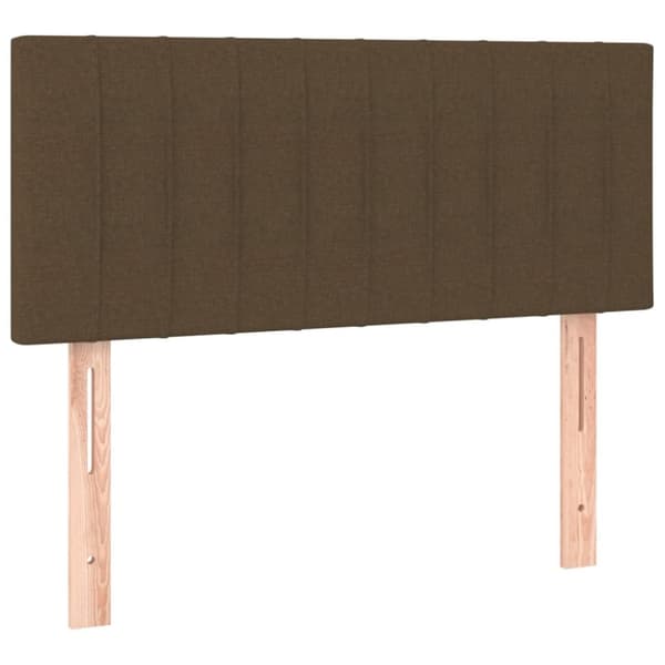 Ramsäng med madrass & LED mörkbrun 120x190 cm tyg