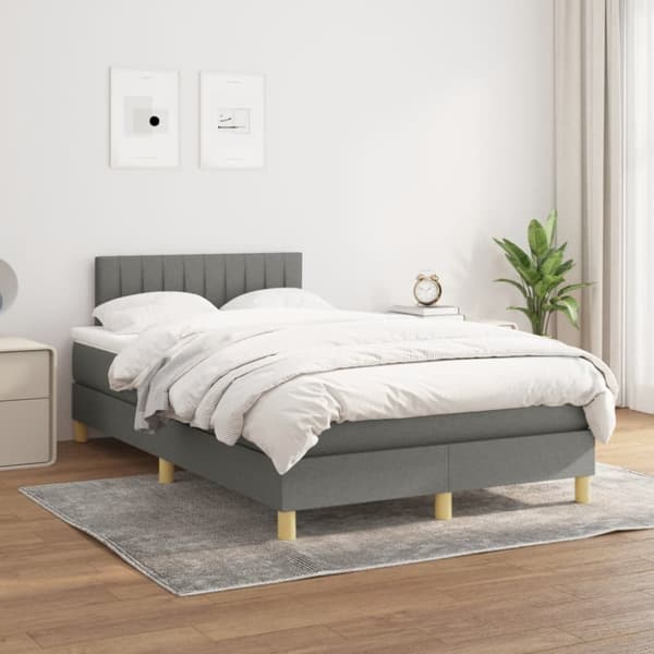 kontinentalseng med madras 120x190 cm stof mørkegrå