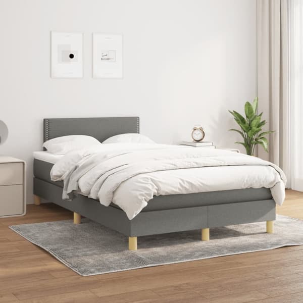 Ramsäng med madrass mörkgrå 120x190 cm tyg