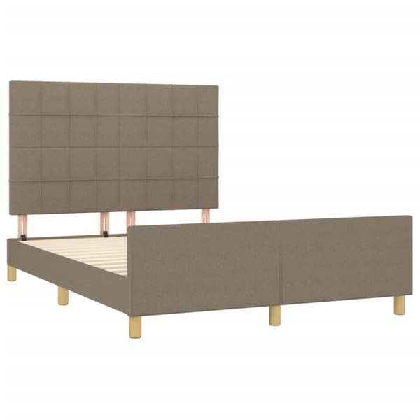 Sängynrunko sängynpäädyllä, taupe, 140x190 cm, verhoiltu kankaalla