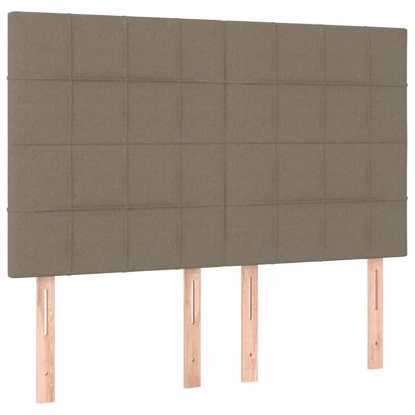 Sängynrunko sängynpäädyllä, taupe, 140x190 cm, verhoiltu kankaalla