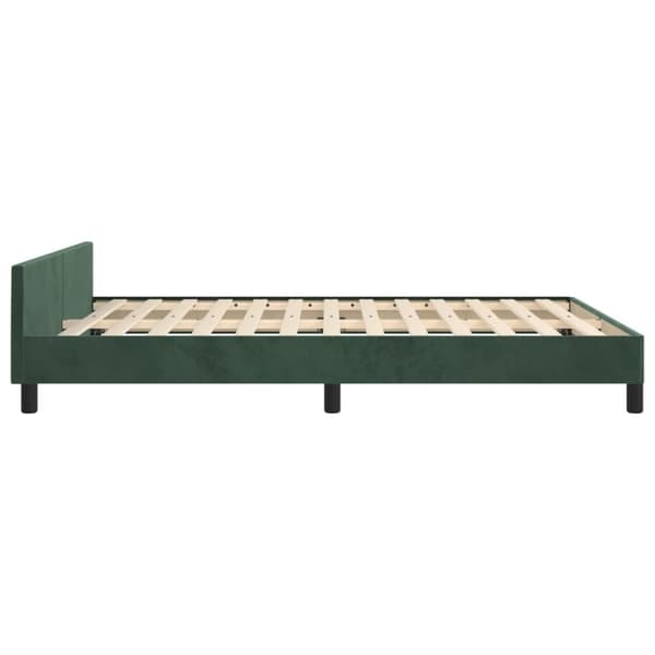 sengeramme med sengegavl 140x200 cm fløjl mørkegrøn