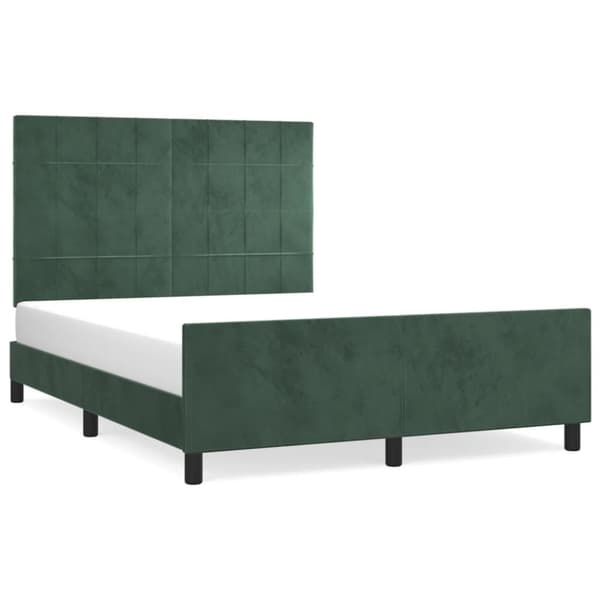 sengeramme med sengegavl 140x200 cm fløjl mørkegrøn