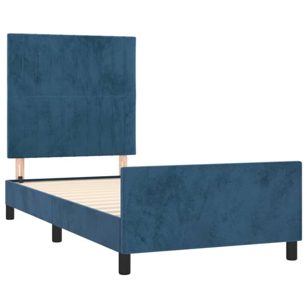 sengeramme med sengegavl 80x200 cm fløjl mørkeblå