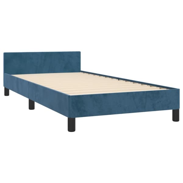 sengeramme med sengegavl 80x200 cm fløjl mørkeblå