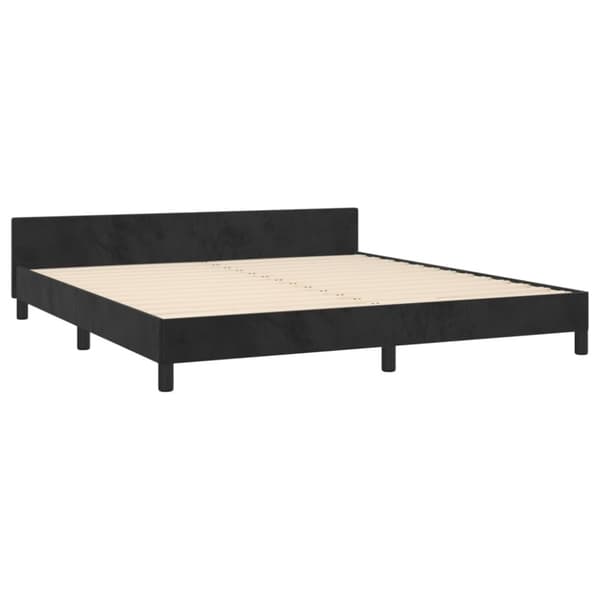 sengeramme med sengegavl 180x200 cm fløjl sort