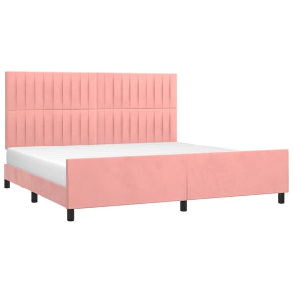 sengeramme med sengegavl 200x200 cm fløjl pink