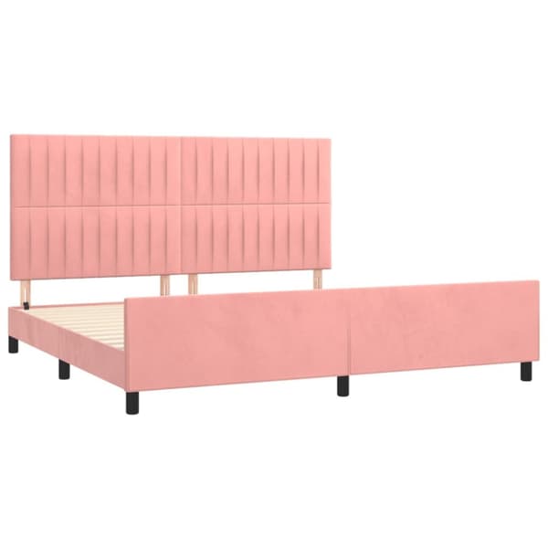 sengeramme med sengegavl 200x200 cm fløjl pink