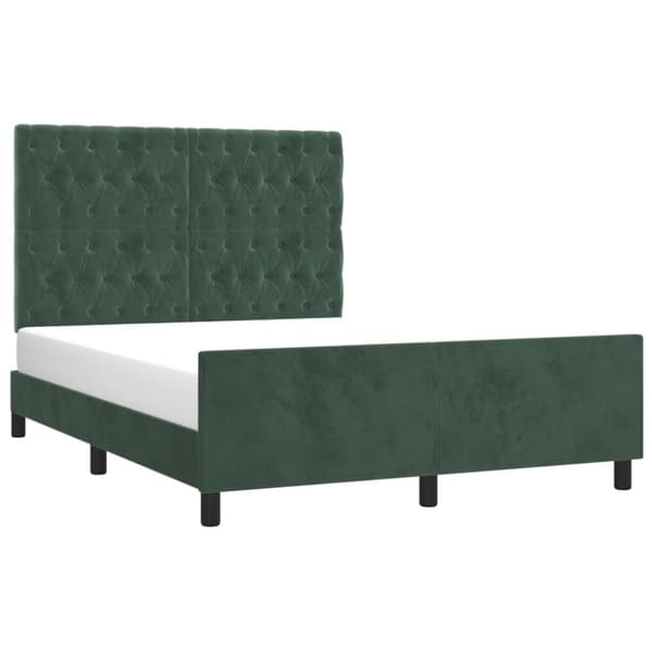 sengeramme med sengegavl 140x190 cm fløjl mørkegrøn