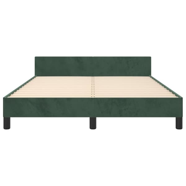 sengeramme med sengegavl 140x190 cm fløjl mørkegrøn