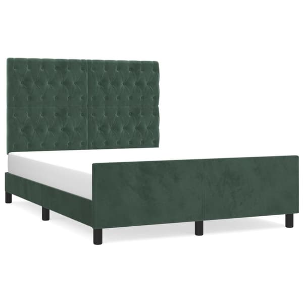 sengeramme med sengegavl 140x190 cm fløjl mørkegrøn