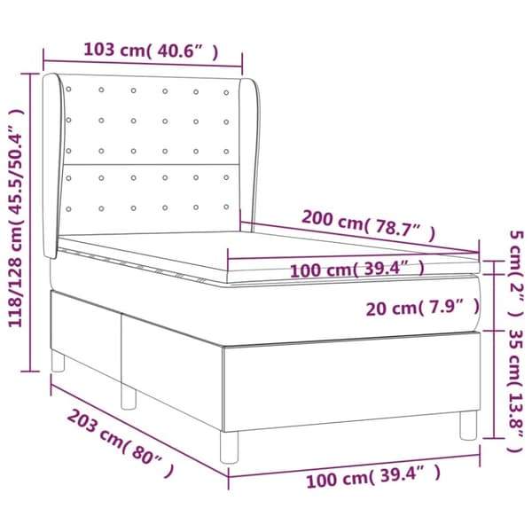 kontinentalseng med madras 100x200 cm stof lysegrå