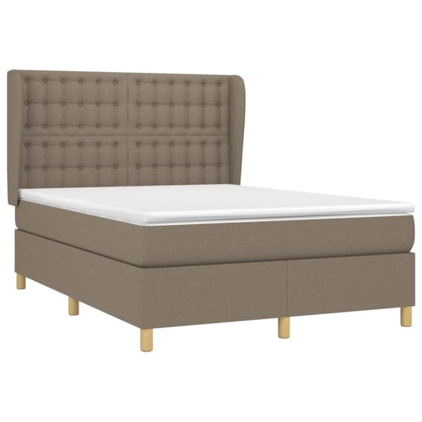 Mannermainen sänky patjalla, taupe, kangas, 140x190 cm