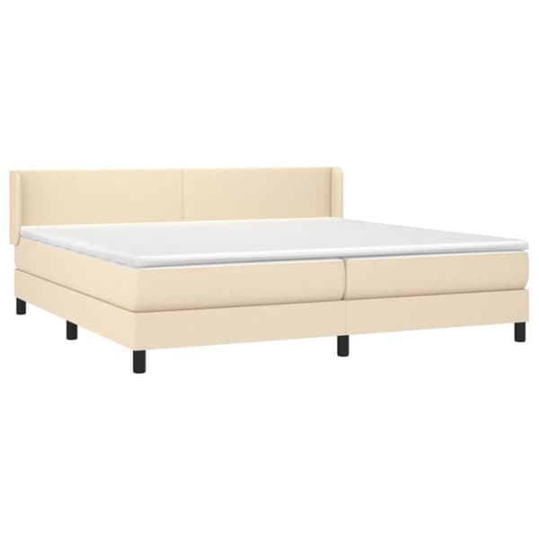 kontinentalseng med madras 200x200 cm stof cremefarvet