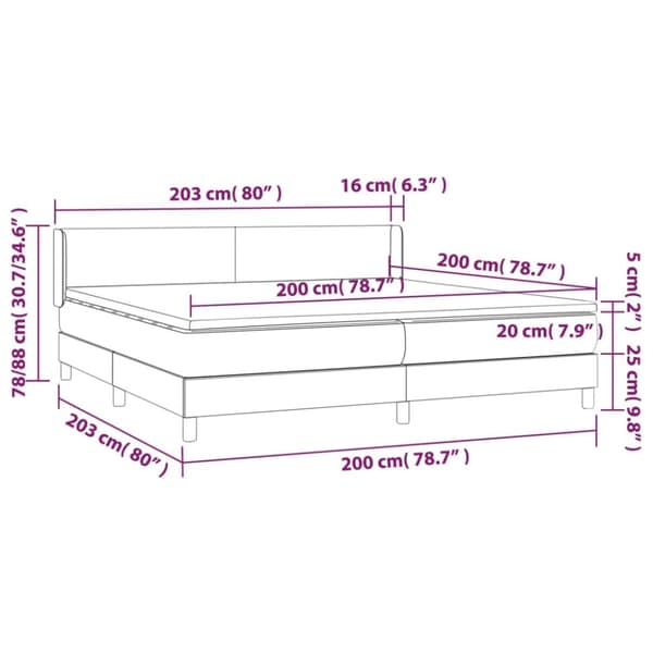 kontinentalseng med madras 200x200 cm stof cremefarvet